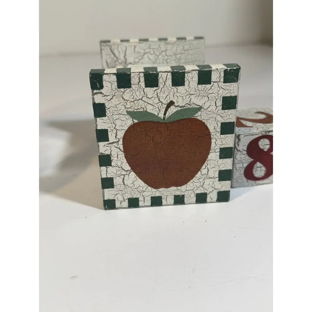 Apple Wood Block Perpetual Calendar Reusable Wooden Month Date Display Blocks